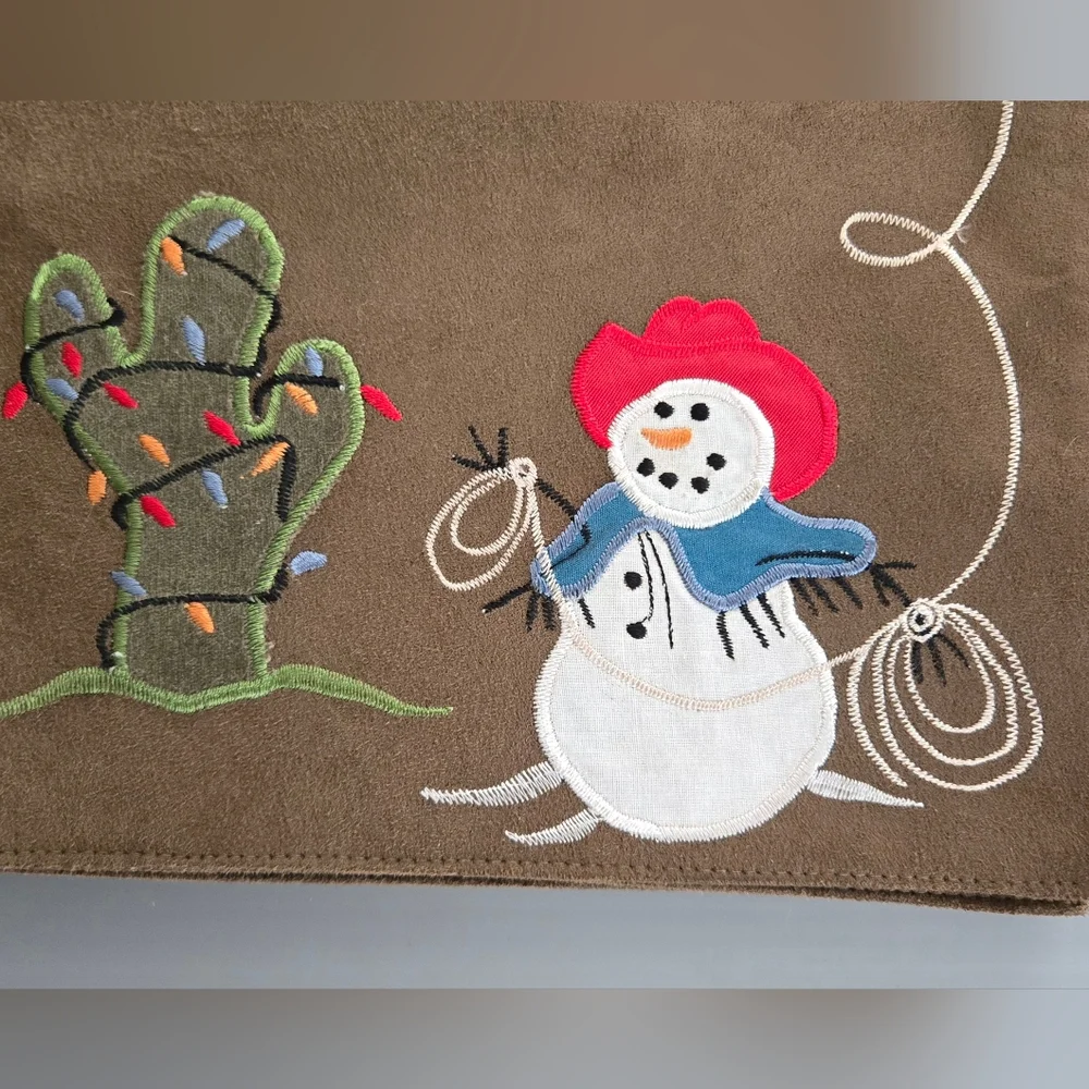 St. Nicholas Square Set Of 4 Western Christmas Placemats Cowboy Snowman - Picture 3 of 7